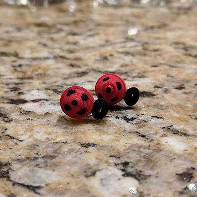Quilled Paper Ladybug Stud Earrings